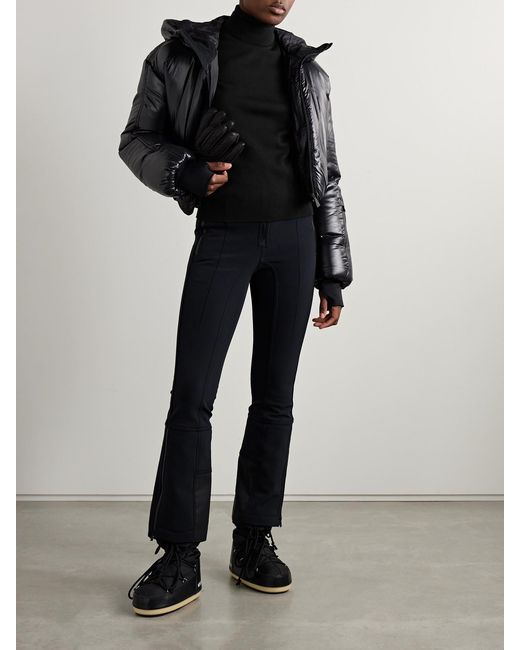 Aztech Mountain Black Etta Layered Jersey-Trimmed Wool-Blend Turtleneck Sweater