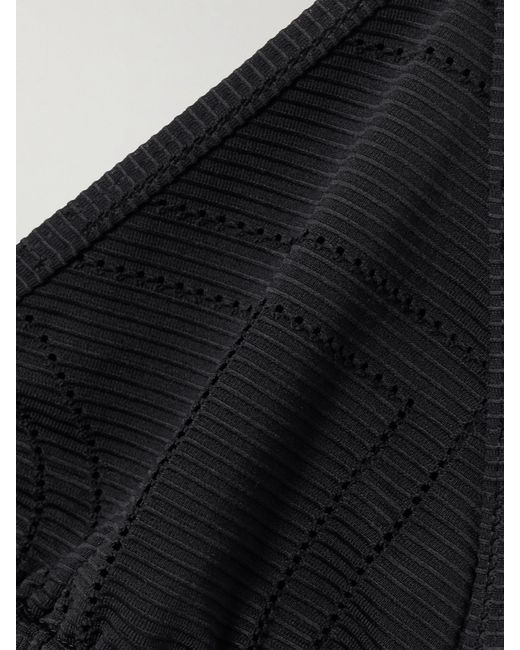 Totême Black Pointelle-Knit Triangle Stretch Recycled Halterneck Bikini Top
