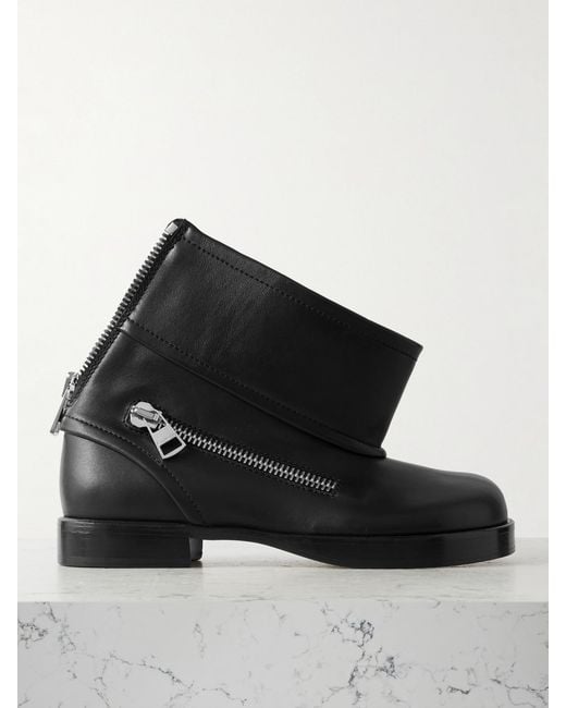 J.W. Anderson Black Zip-Detailed Leather Ankle Boots