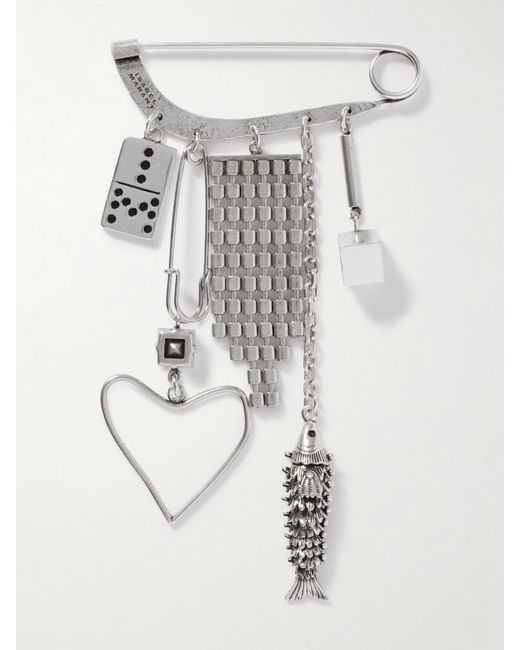 Isabel Marant White Abby Silberfarbene Brosche Mit Kristallen