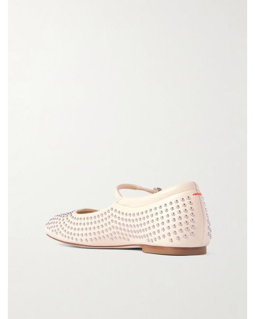 Aeyde Natural Uma Studded Leather Mary Jane Ballet Flats