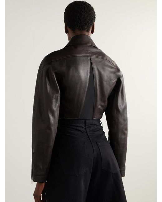 Alaïa Black Cropped Leather Biker Jacket