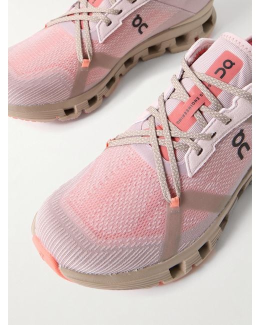 On Shoes Pink Cloud X 4 Ad Sneakers Aus Recyceltem Mesh Mit Gummibesätzen