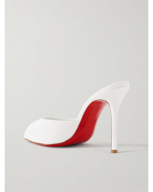 Christian Louboutin White Me Dolly 100 Patent-Leather Mules