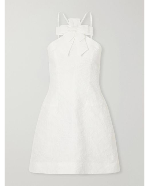 ShuShu/Tong White Bow-Detailed Taffeta Mini Dress