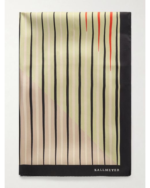 Kallmeyer Metallic Fluted Striped Silk-Twill Scarf