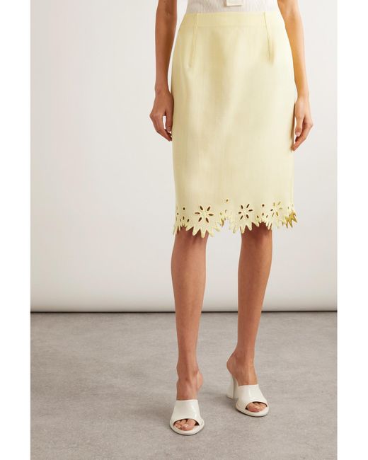 Jupe En Broderie Anglaise Bottega Veneta en coloris Yellow