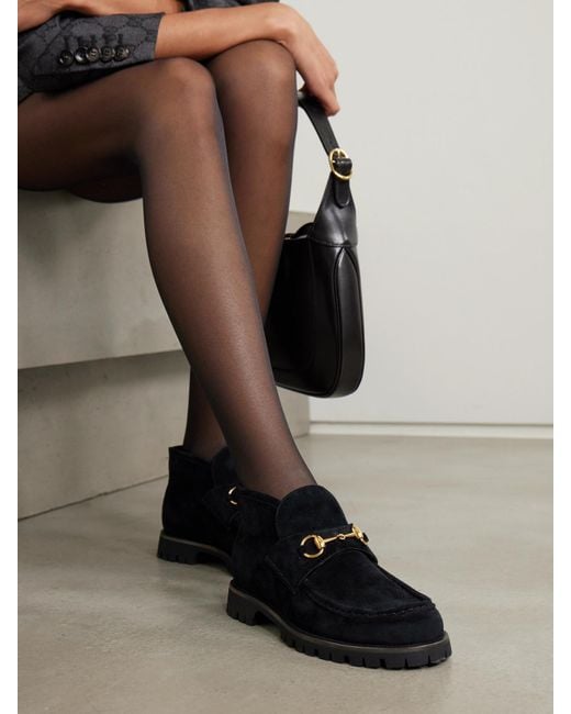 Gucci Black Sylke Horsebit-Detailed Suede Ankle Boots