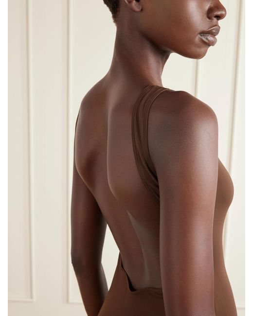 Eres Brown Sculpture Backless Jersey Maxi Dress