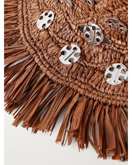 Rabanne Brown Autres Embellished Fringed Raffia Hat