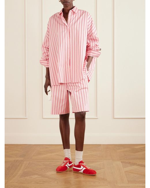 Dries Van Noten Pink Casia Striped Cotton-Poplin Shirt