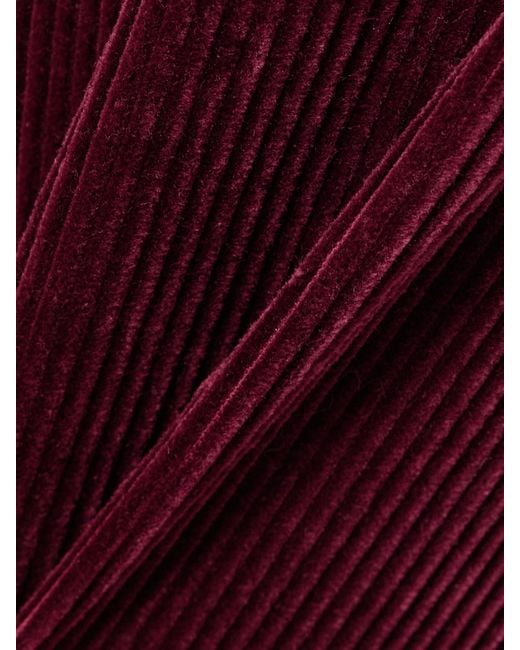 Another Tomorrow Purple Organic Cotton-Corduroy Straight-Leg Pants