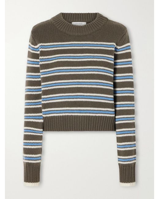 La Ligne Brown Mini Marin Striped Wool And Cashmere-Blend Sweater