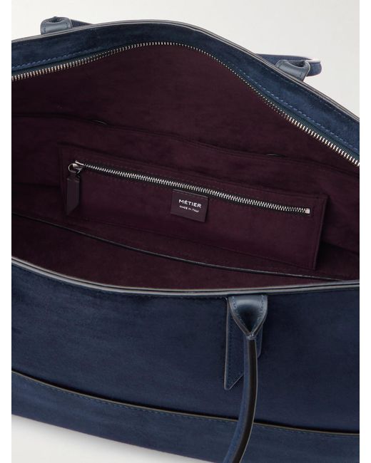 Metier Blue Incognito Small Paneled Suede Tote