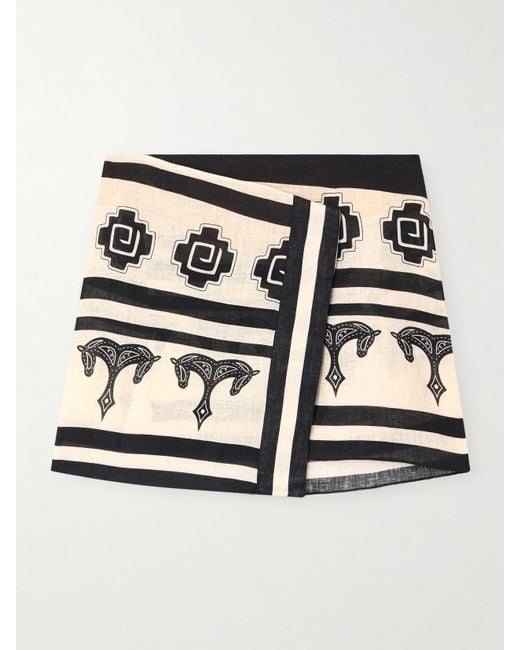 Johanna Ortiz Blue Roots Wrap-Effect Printed Linen Mini Skirt