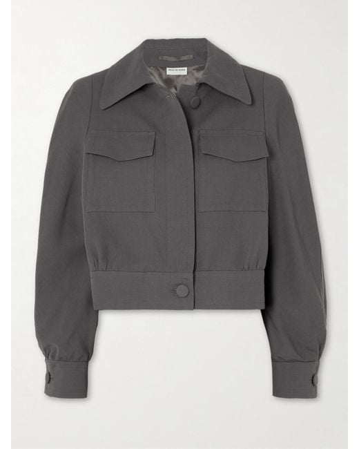 Dries Van Noten Gray Cropped Wool-Blend Jacket
