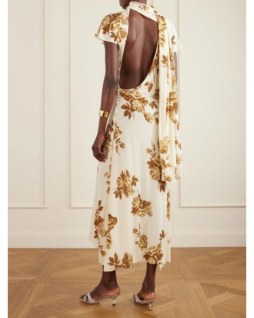 Magda Butrym Metallic Floral-Print Stretch-Jersey Midi Dress