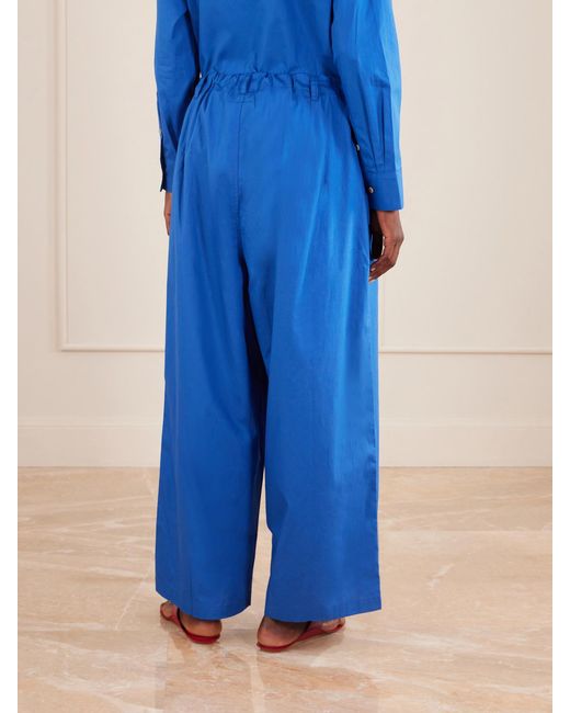 Jamie Haller Blue Lotus Cotton-Poplin Wide-Leg Pants