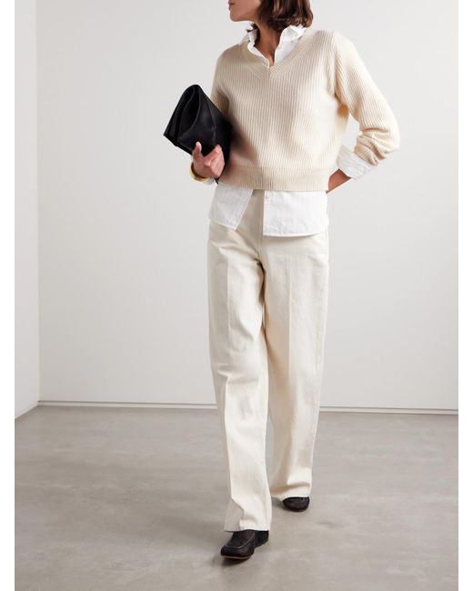 Nili Lotan Natural Korina Ribbed Cashmere Sweater