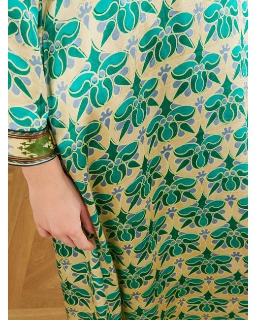 Emporio Sirenuse Green Jenna Jewelry Mare Printed Silk-Satin Midi Dress