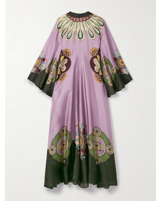 LaDoubleJ Pink Icon Magnifico Printed Silk-Twill Maxi Dress