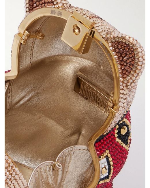 Judith Leiber Brown Albert Goldfarbene Clutch Mit Kristallen