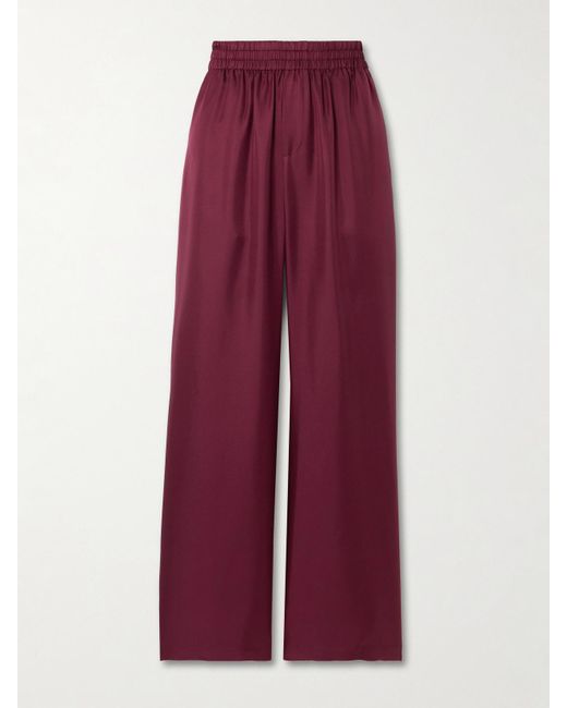Lisa Yang Purple Jogginghose Mit Weitem Bein Aus Seiden-Twill