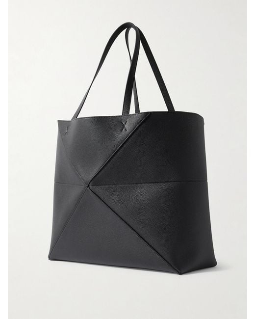 Loewe Black Puzzle Fold Horizontal Large Textured-Leather Tote