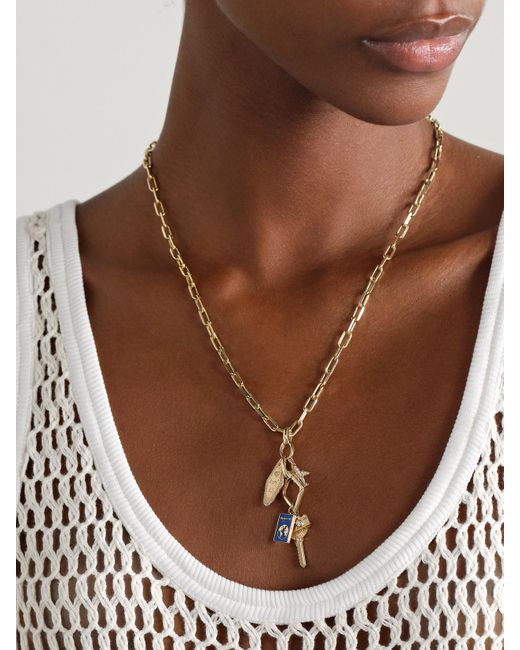 Sydney Evan Natural 14-Karat, Enamel And Diamond Necklace
