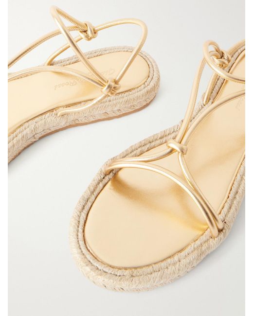Gianvito Rossi Natural Metallic Leather Espadrille Sandals