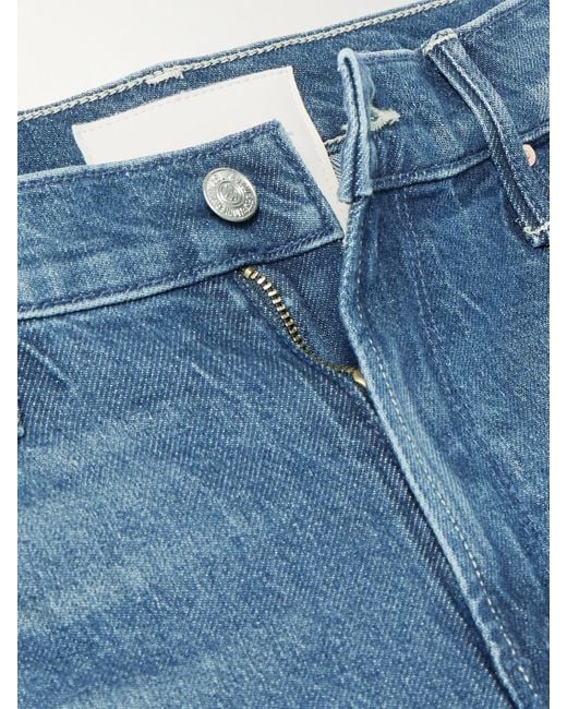 Mother Blue The Twister Sneak Distressed High-Rise Wide-Leg Jeans