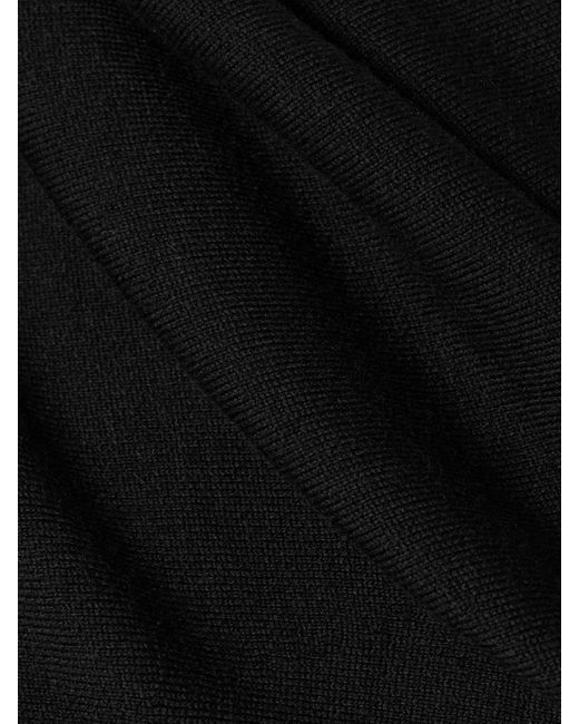 Khaite Black Aimee Asymmetric One-Shoulder Wool-Blend Peplum Top