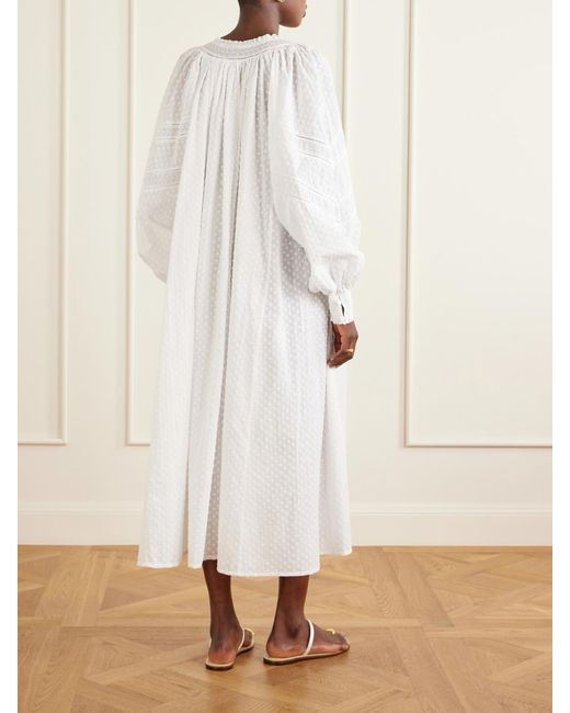 Thierry Colson White Vladia Ruffled Embroidered Cotton Maxi Dress
