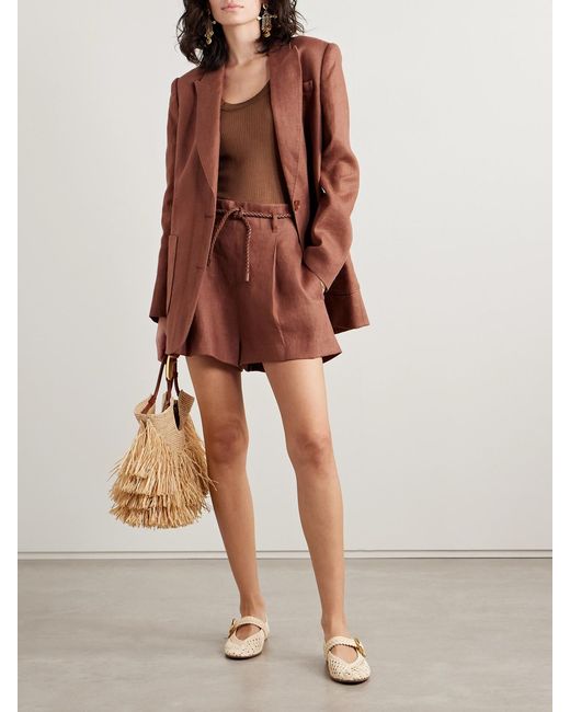 Zimmermann Brown Illuminate Linen Blazer