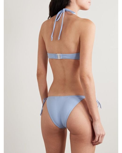 Lisa Marie Fernandez White Gathered Crepe Halterneck Bikini