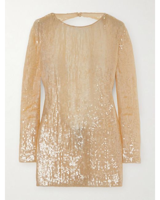 Tom Ford Natural Minikleid Aus Tüll Mit Pailletten