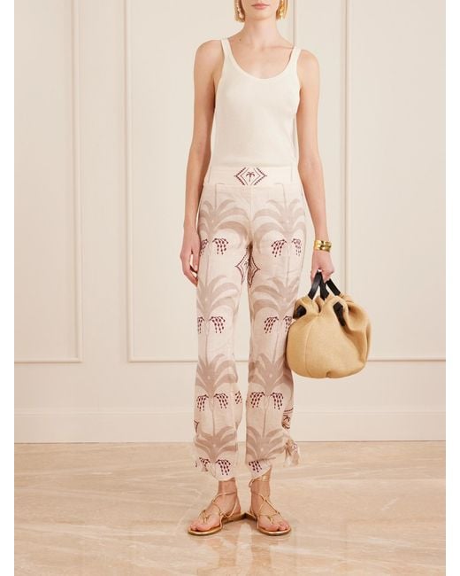 Johanna Ortiz Natural Femininity Dramatic Printed Linen Pants