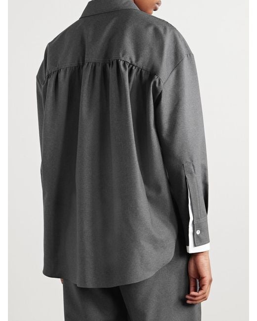 Marni Gray Embroidered Wool Shirt