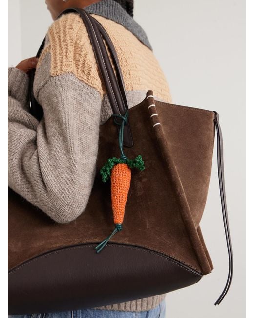 J.W. Anderson White Carrot Crocheted Cotton And Leather Bag Charm