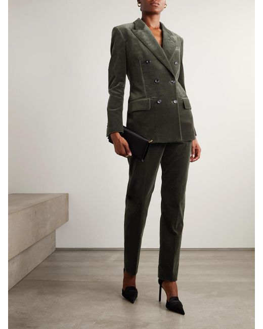 Tom Ford Green Hose Mit Geradem Bein Aus Samt Aus Einer Baumwollmischung
