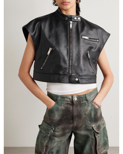 Halfboy Black Cropped Leather Vest