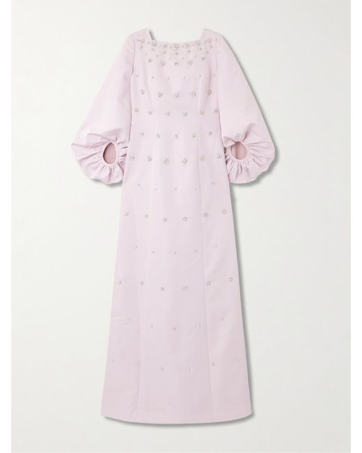Huishan Zhang Pink Salma Crystal-Embellished Faille Gown