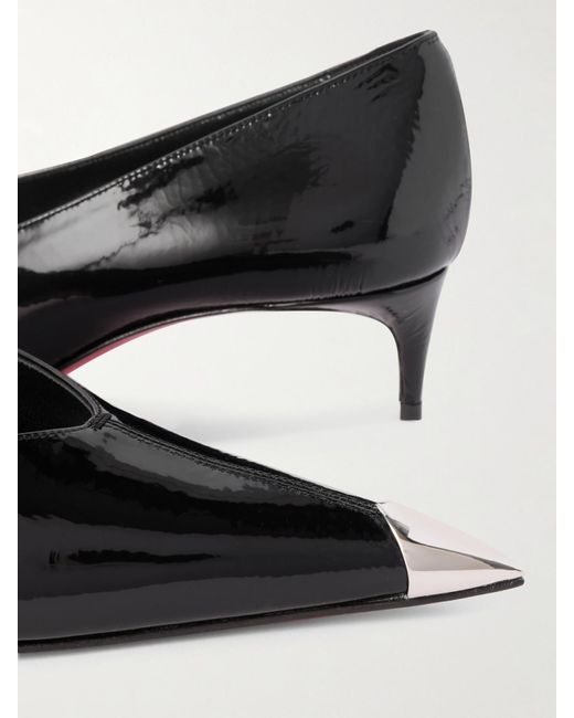 Christian Louboutin Black Katissima 45 Embellished Patent-Leather Point-Toe Pumps