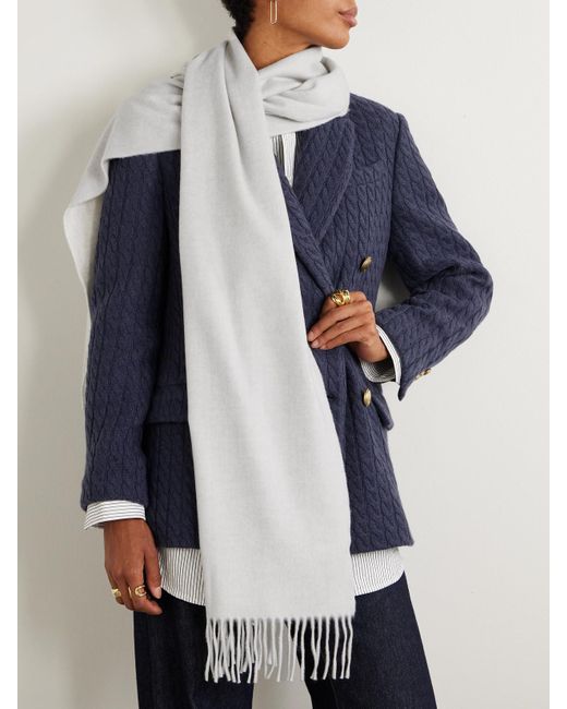 Brunello Cucinelli White Schal Aus Kaschmir Mit Fransen