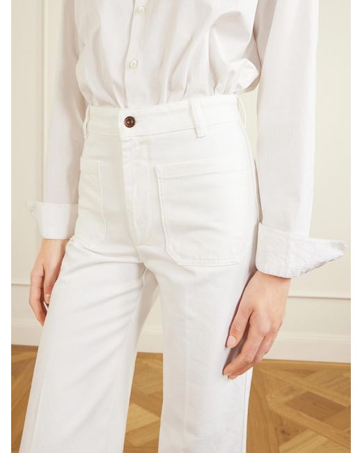 Victoria Beckham White Alina High-Rise Wide-Leg Jeans