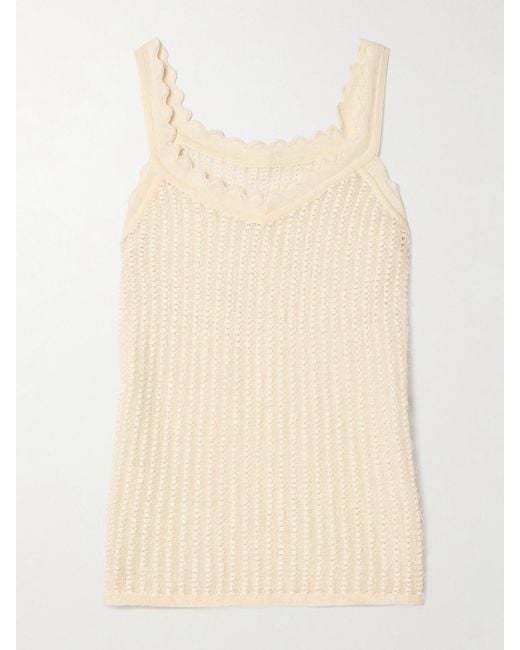 Khaite Natural Ennio Scalloped Pointelle-Knit Tank