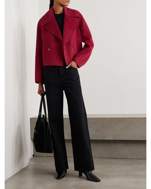 Veste Raccourcie À Double Boutonnage En Laine Et Cachemire Mélangés Delano Joseph en coloris Red
