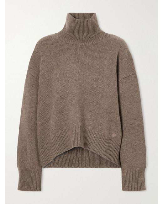Loulou de Saison Brown Jonah Cropped Cashmere Turtleneck Sweater