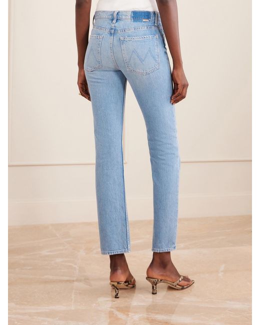 Mother Blue The Tomcat Skimp High-Rise Straight-Leg Jeans