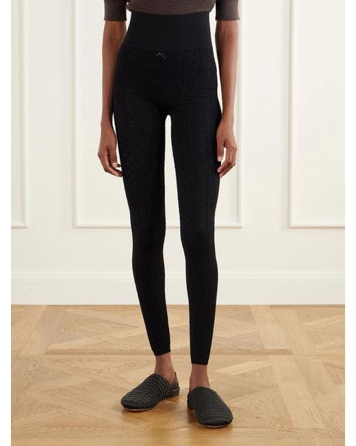 J.W. Anderson Blue Pointelle-Knit Stretch-Jersey Leggings